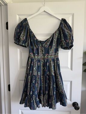 Pinch Floral Puff Sleeve Tiered Dress